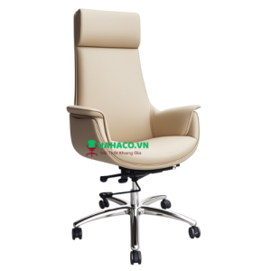 Ghế lãnh đạo cho sếp nữ bọc da màu kem 